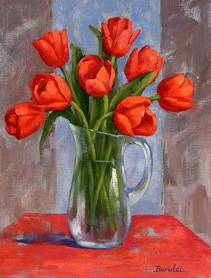 Tulips Painting Watercolor, Oil Flower Painting, Tulips Oil Painting, Garden Tulips, Tulip Art, Diy Canvas Art Easy, Oil Painting Inspiration, Tulip Painting, Tulips Art