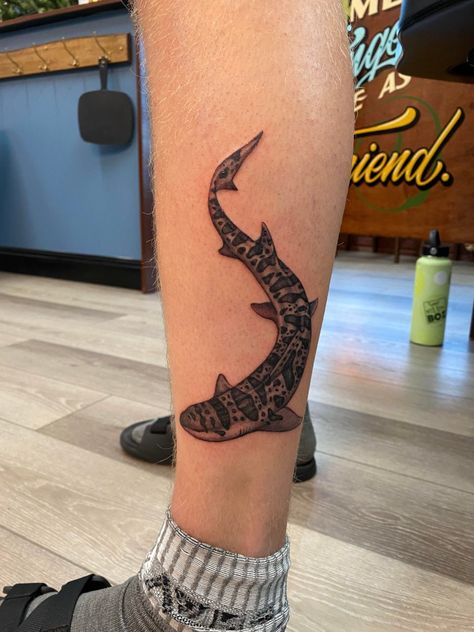 California Tattoos, Traditional Shark Tattoo, Shark Tattoo Ideas, Tattoo Chart, Leopard Shark, Redondo Beach California, Funky Tattoos, Saved Tattoo, Sea Tattoo