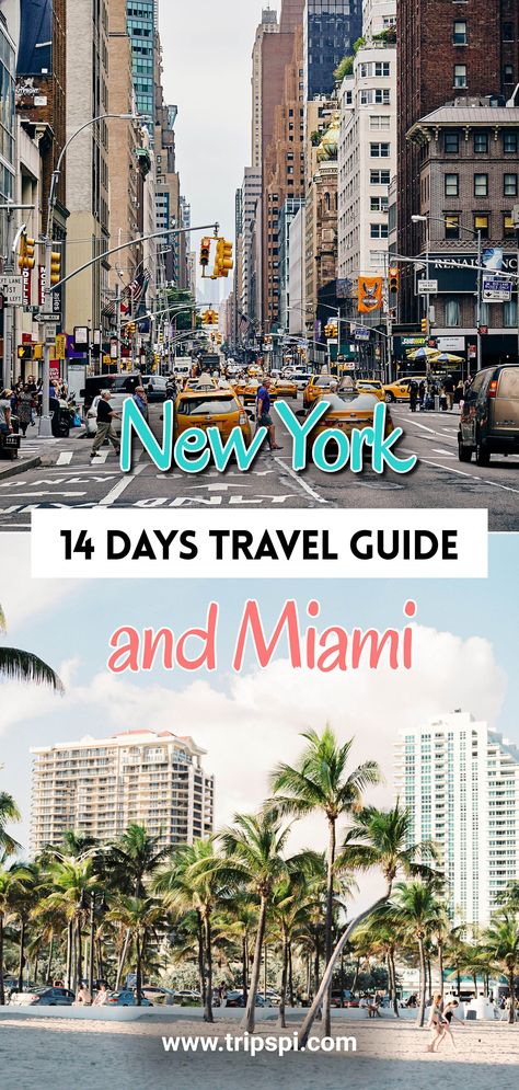 Sightseeing and beachholiday? Combine New York and Miami during your next holiday! This perfect and real 2-week Itinerary shows you the best things to do and see in New York City and Miami. Travel USA | Miami travel | Miami Vacation | Miami Things to do | Miami things to see | New York city travel | New York Itinerary | Miami Itinerary | travel guide Miami | Travl Guide New York | travel florida | Vacation in Florida #tripspi #visitflorida #Miami #southflorida Miami Itinerary, Vacation Miami, New York Itinerary, Vacation In Florida, Travel Miami, Usa Miami, Miami Vacation, North America Travel Destinations, New York Vacation