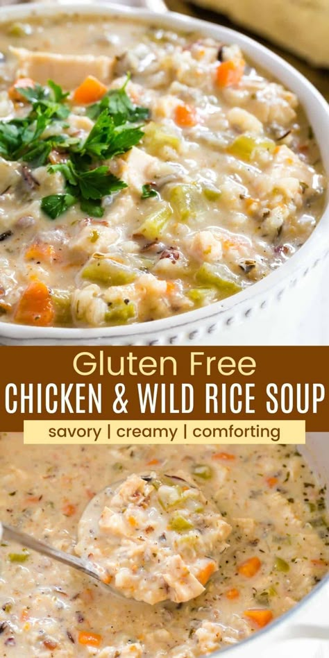 Dairy Free Chicken Rice Soup, Gluten Free Dairy Free Chicken Wild Rice Soup, Chicken Wild Rice Soup Gluten Free, Keto Chicken Wild Rice Soup, Creamy Chicken Wild Rice Soup Recipes, Gluten Free Creamy Soup Recipes, Gf Df Crockpot Soup, Gluten Free Chicken Rice Soup, Healthy Soup Recipes Gluten Free