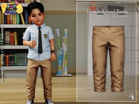 The Sims Resource - Sims 4 - Clothes - WisteriaSims - For toddler - Dexter School Shirt for toddler Toddler Boy Clothes Sims 4, Sims 4 Free Mods, Sims 4 Toddler Clothes, Sims 4 Male Clothes, School Pants, Sims Baby, Toddler Suits, The Sims 4 Skin, Sims 4 Family