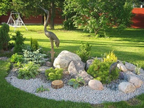 Garden With Rocks, Rock Garden Design, Rock Garden Landscaping, Front Yard Garden, Beautiful Backyards, Front Yard Landscaping Design, Landscaping With Rocks, Natural Landscape, Shade Garden