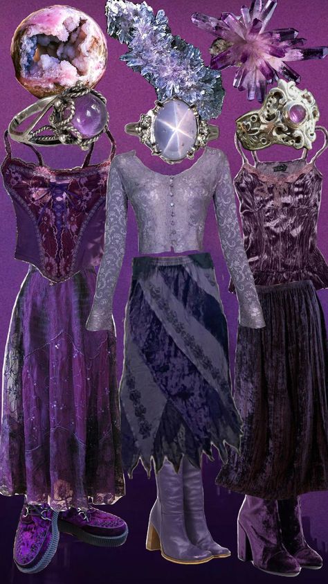 #purplewhimsigoth #purpleoutfit #purpleoutfitinspo #purpleaesthetic Purple Witch, Purple Vampire Outfit, Purple Whimsigoth, Purple Goth Outfits, Purple And Green Whimsigoth, Purple Whimsigoth Wallpaper, Whimsy Goth Outfit, Purple Whimsigoth Outfit, Nana Clothes