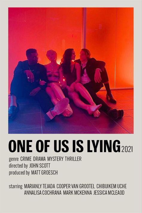 Show Polaroid Poster, One Of Us Is Lying, John Scott, Polaroid Poster, About Time Movie, Mystery Thriller, Minimalist Poster, Horror Movies, Tv Shows