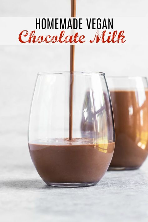 Vegan Chocolate Milk Recipe, Vegan Chocolate Milk, New Dairy Milk Chocolate, Homemade Chocolate Milk, Healthy Chocolate Milk, Homemade Vegan Chocolate, Dairy Free Milkshake, Milk Chocolate Recipes, Vegan Hot Chocolate