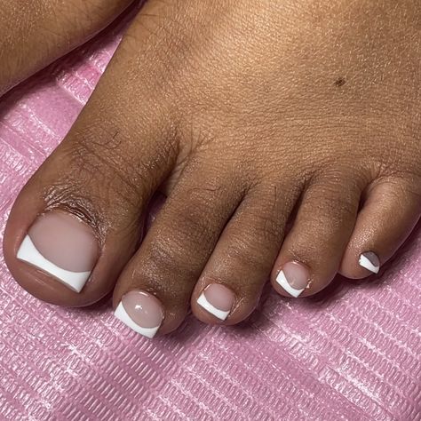 French tip nails , french nails , short nails , builder gel , acrylic nails , baddie nails , classy nails , nail design , french toes , summer nails , wedding nails , white nails , cute nails , white gel polish , foot model , toes out , summer toes , white nails , girly nails , nail inspo , summer nail design , trendy nails , nail tech , white toes , instagram nail design , nude nails , pink nails , gel nails , nail ideas , short cute nails , pink cute nails , nail art , nail tutorial , nails White French Tip Pedicure Toenails, Nude French Tip Toes, Milky White French Tip Toes, Summer Nails Wedding, Foot Nails Ideas, White On White French Pedicure, French Pedicure With Pink Base, White Toes And Nails, Big Toe French Tip Only Rest White