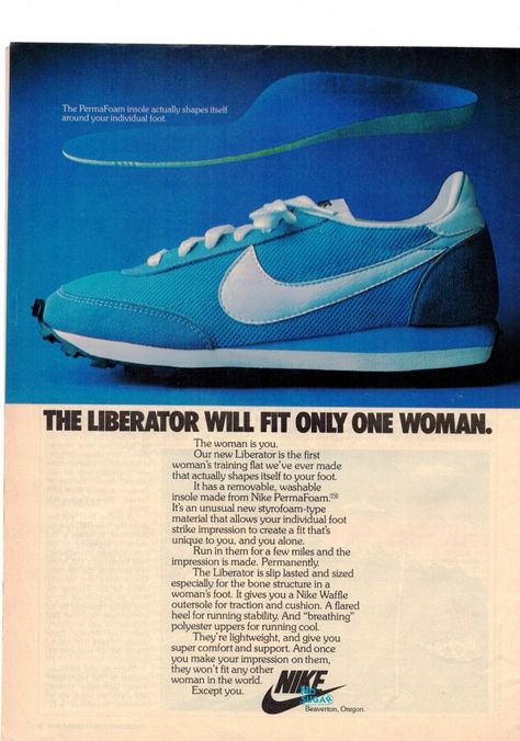 1979 US Nike Advert. Nike Liberator Old Nike, Nike Logo Wallpapers, Shoes Ads, Nike Outlet, Nike Running Shoes, Retro Sports, Nike Classic, Best Ads, Vintage Sneakers