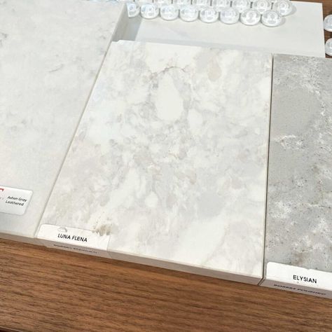 Quartz Countertop Options For Our Bathroom Vanities (Which One Is Your Favorite?) - Addicted 2 Decorating® Bathroom Vanity Quartz Countertop, Bathroom Countertops Quartz, Bathroom Quartz Countertops, White Quartz Bathroom Countertops, Quartz That Looks Like Marble, White Quartz Bathroom, Quartz Bathroom Countertops, Grey Quartz Countertop, Bath Countertops