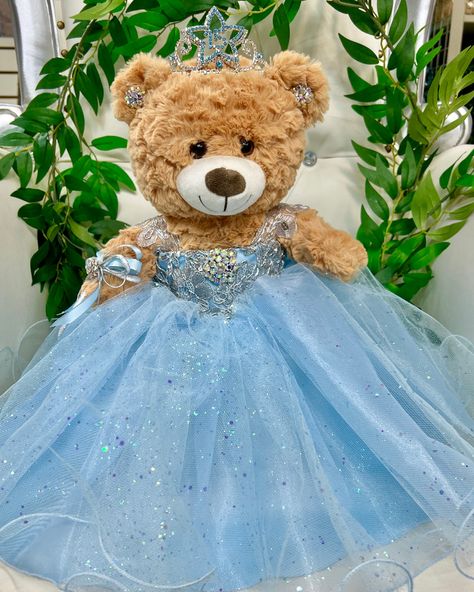 Quinceanera Bear, Quinceanera Teddy Bear, Gold Quince Dress, Blush Tulle Dress, Light Blue Quinceanera Dresses, Light Blue Quince, Royal Blue Quinceanera, Quinceanera Accessories, Blue Quinceanera