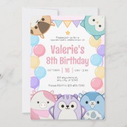 Squishmallows Adorable Birthday Party Invitation Squishmallow Invitation, Squishmallows Birthday, Unique Kids, 6th Birthday Parties, Birthday Invitations Kids, 6th Birthday, 8th Birthday, Free Templates, Birthday Party Invitation