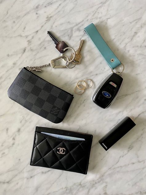 Chanel Card Holder Aesthetic, Chanel Key Holder, Key Holder Aesthetic, Aesthetic Card Holder, Card Holder Aesthetic, Lv Card Holder, Luxury Wishlist, Chanel Card Holder, Chanel Flats