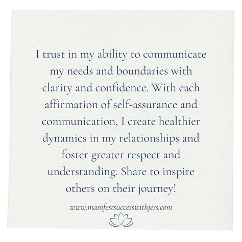 Communicate boundaries with confidence! Share this post to inspire others and spread the message of healthy relationships. Don't forget to check the link in bio for more boundary-setting affirmations. #Clarity #BoundarySetting #ManifestationAffirmations #CommunicationSkills #SelfAssurance #HealthyRelationships #Mindfulness #WellBeing #GoalDigger #ManifestingMiracles #PowerOfAffirmations #MindsetShift #SelfDevelopment #FollowToAchieve #BoundariesMatter #ProtectYourEnergy #PrioritizeYourself ... Communicate Boundaries, Boundary Setting, Manifest Success, Healing Era, Manifestation Affirmations, The Message, Communication Skills, Inspire Others, Self Development