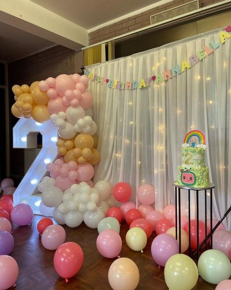 Second Birthday Party Decorations, 2 Year Birthday Decoration Ideas, Birthday Party Ideas For 2 Year Girl, Birthday Backdrop Ideas Kids, 2year Birthday, Two Year Old Birthday Party Themes, 2 Year Birthday Theme Girl, 2nd Birthday Party Ideas