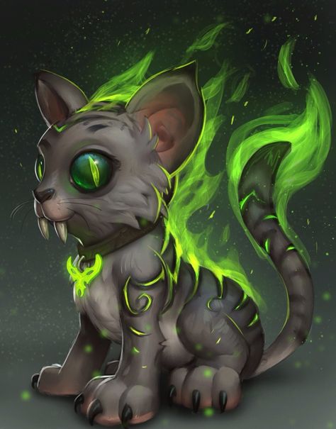 Fel Kitty, Tyson Murphy on ArtStation at https://www.artstation.com/artwork/kBZJ6 World Of Warcraft 3, World Of Warcraft Legion, Warcraft Art, Cute Fantasy Creatures, Male Characters, Art Fantasy, Anime Animals, Fan Art Drawing, Wow Art