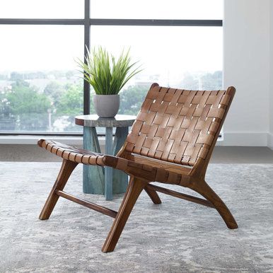 Leather Weave Chair - Shades of Light Uttermost Furniture, Mid Century Modern Accent Chairs, Armless Accent Chair, Woven Chair, Leather Accent Chair, Modern Accent Chair, Upholstered Side Chair, Modern Accents, Leather Weaving