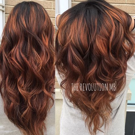 Spicy Cinnamon Fall Balayage Chocolate Brown With Copper Balayage, Fall Hairstyles Color, Spicy Cinnamon Hair Color, Cinnamon Copper Balayage, Cinnamon Blonde Balayage, Apple Cinnamon Hair Color, Cinnamon Melt Hair, Black To Copper Balayage, Fall Balayage Brunette Auburn