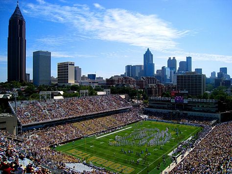 Bobby Dodd Stadium, Georgia Tech Football, Ga Tech, Football Stadiums, Aesthetic Images, Georgia Tech, Atlanta Georgia, Coolers, College Football