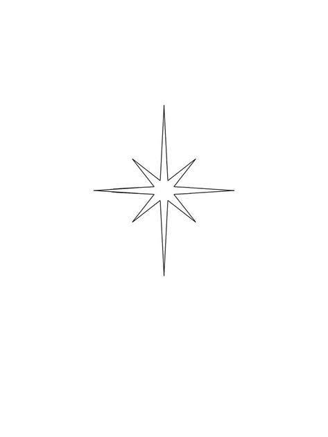 8 Pointed Star Tattoo Bryce, 8 Point Star Tattoo, Eight Pointed Star Tattoo, North Star Drawing, Star Tattoo Back, 8 Pointed Star Tattoo, Star Line Drawing, Northstar Tattoo, Star Tattoo Stencil