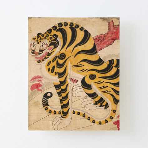 Get my art printed on awesome products. Support me at Redbubble #RBandME: https://www.redbubble.com/i/canvas-print/Tiger-art-Korean-art-Home-Decor-for-Animal-Vintage-Wall-art-Tiger-painting-by-allpalgo/150496937.56DNM?asc=u Korean Tiger, Tigre Y Dragon, Art Tigre, Brush Watercolor, Tiger Rug, Korean Painting, Folk Painting, Art Chinois, Tiger Painting