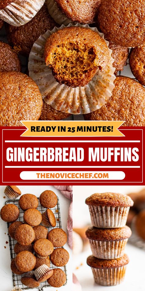 Holiday Muffins, Gingerbread Muffins Recipe, Brunch Muffins, Gingerbread Dessert, Molasses Muffins, Gingerbread Muffins, Muffins Easy, Bread Muffins, Biscuit Bread