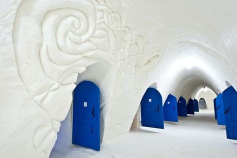 LumiLinna Snow Castle  Snow Hotel Corridor  Finland Kemi Finland, Snow Hotel, Castle Snow, Snow Castle, Dreamy Destinations, Lift Lobby, Hotel Corridor, Hotel Hallway, Ice Hotel