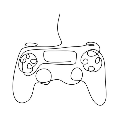 Gaming Line Art, Gaming Controller Tattoo, Video Game Line Art, Video Game Controller Tattoo, Ps5 Controller Drawing, Gaming Illustration Art, Game Controller Tattoo, Joystick Drawing, Video Game Doodles