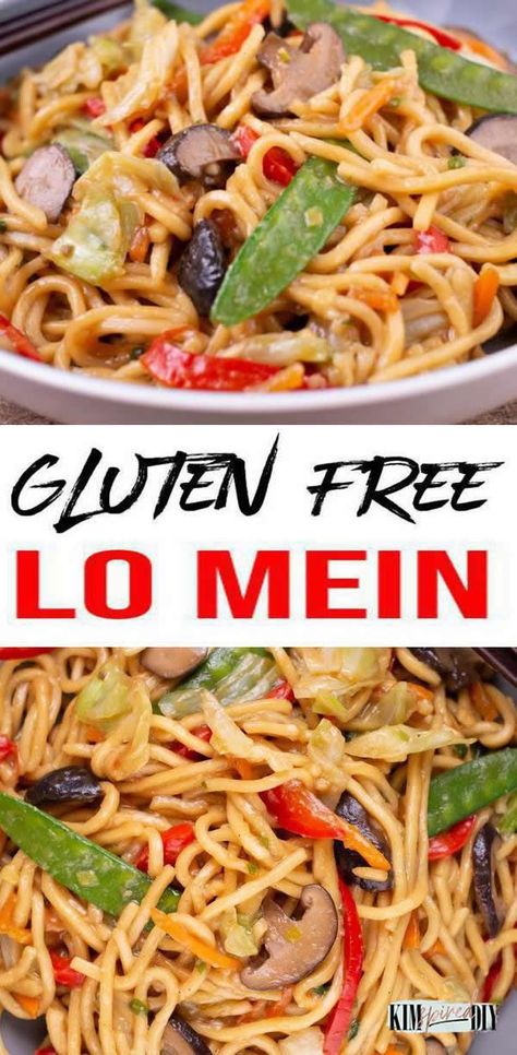 20 minute gluten free lo mein in white bowl with noodles & sauce Gluten Free Lo Mein Recipe, Gluten Free Chow Mein, Gluten Free Lo Mein, Gluten Free Noodles Recipe, Gluten Free Asian, Gluten Free Chinese Food, Gluten Free Dairy Free Recipes Dinner, Gluten Free Asian Recipes, Gf Dinners