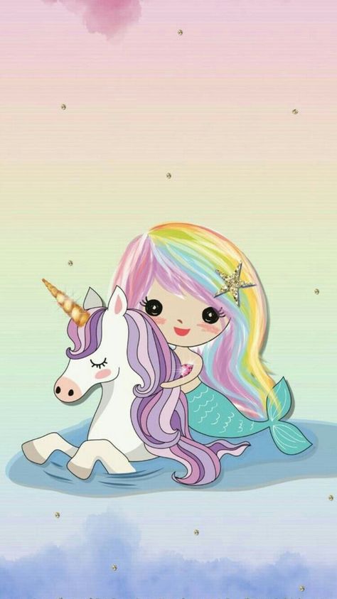 Cute Mermaid Wallpaper, Mermaid And Unicorn, Paper Unicorn, Paper Phone, Unicorn Wallpaper Cute, Unicorn Artwork, Mermaid Wallpapers, Unicorn Mermaid, Unicorn Drawing