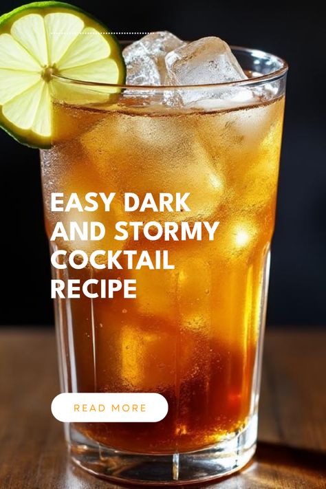 Get ready to enjoy a taste of the tropics with this simple Dark and Stormy cocktail recipe! Made with rich dark rum and spicy ginger beer, this highball drink is perfect for summer nights and beach vibes. Whether you're hosting a party or just enjoying a quiet evening, this cocktail will surely impress your guests. Did you know its origins could be rooted in either Bermuda or Jamaica? Whip up this flavorful, refreshing cocktail and feel a little bit of island spirit, no matter where you are! Perfect for both seasoned and novice mixologists. Dark And Stormy Drink, Dark Rum Drinks, Dark And Stormy Cocktail, Rum Drinks Easy, Dark N Stormy Cocktail, Gin And Soda, Iced Tea Cocktails, Rum Cocktail Recipes, Dark And Stormy