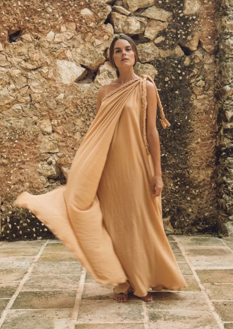 Goddess Gown, Star Wars Inspired, Gauze Dress, Designer Drapes, One Clothing, Home Dress, Khaki Dress, Cream Dress, Beautiful One