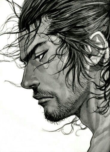 ． Inoue Takehiko, Vagabond Manga, 얼굴 드로잉, Samurai Artwork, Miyamoto Musashi, White Drawing, Male Character, Samurai Art, Anime Character Drawing