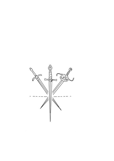 3 Swords Tattoo, Three Swords Tattoo Design, 3 Of Swords Tattoo, Behind Ear Tattoo Men, Tattoo Care Instructions, Tiny Bird Tattoos, Italian Tattoos, Tatuagem Masculina Pequena, Medieval Tattoo