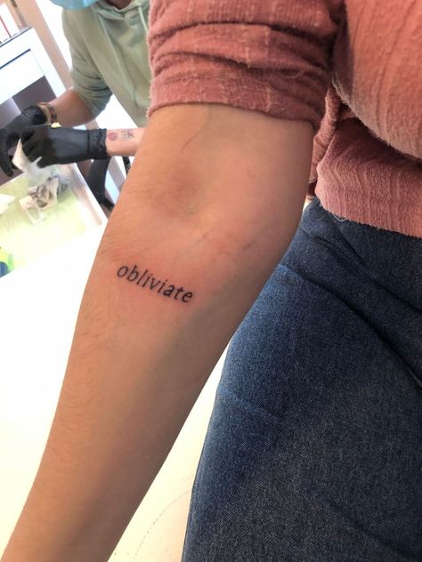 #HarryPotter #Obliviate Obliviate Tattoo, Edgy Makeup, Tattoo Quotes, Tatting, Tattoo Ideas, Harry Potter, Tattoos, Makeup, Quick Saves