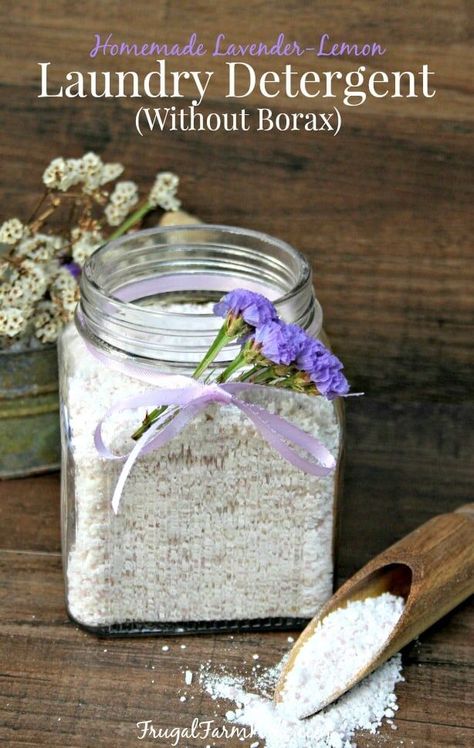 Lavendar-Lemon Homemade Laundry Detergent | The Frugal Farm Wife Lavender Recipe, Homemade Laundry Detergent Recipes, Homemade Detergent, Laundry Detergent Recipe, Detergent Recipe, Laundry Soap Homemade, Diy Laundry Detergent, Natural Laundry Detergent, Powder Laundry Detergent