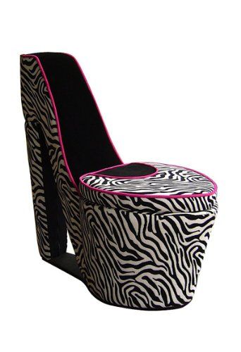 High Heel Storage, Heel Storage, Heel Chair, High Heel Chair, Shoe Chair, Animal Print High Heels, Black Accent Chair, Sweet Memes, Teen Style