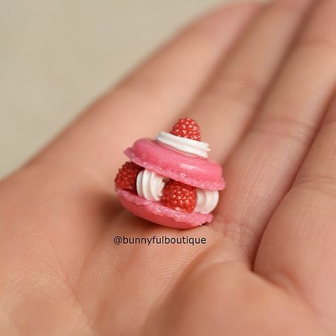 Clay Macaron, French Macaron, Cardboard Box Crafts, Pink Raspberry, Cute Polymer Clay, Mini Things, Polymer Clay Charms, Polymer Clay Projects, Resin Charms