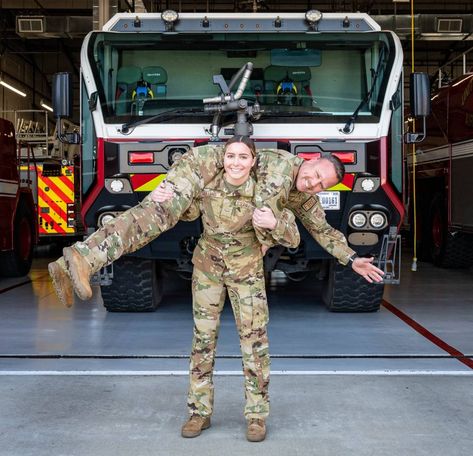 The bonds between firefighters are extremely close. For U.S. Air Force firefighters father-daughter duo, SMS Blaine Holland and A1C Riley Holland ... it is family. Air Force Firefighter, Job Dream, Firefighters Daughter, Dream Photos, Patriotic Poems, Stories Quotes, Michael Roberts, The United States Of America, U S Air Force