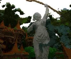 Under the moon of Artemis Minecraft Map Greek Statue Minecraft, Minecraft Giant Statue, Minecraft Goddess Statue, Minecraft Garden, Minecraft Rp, Minecraft Statues, Giant Tree, Video Game Design, Goddess Statue