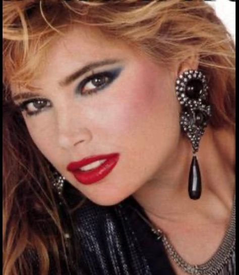 80s Red Makeup, Heather Chandler Makeup, 1980’s Makeup, 1980 Makeup, 80s Hair And Makeup, 1980s Makeup And Hair, 1980s Glamour, 80s Makeup Looks, 80’s Makeup