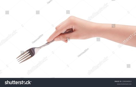 Female Hand Holding Silver Stainless Fork Stock Photo 2350340913 | Shutterstock Hand Holding Fork Drawing, Hand Holding Fork Reference, Holding Objects Reference, Holding Fork Reference, Hand Holding Fork, Fork Drawing, Anatomy Drawing, Hand Holding, Reference Photos