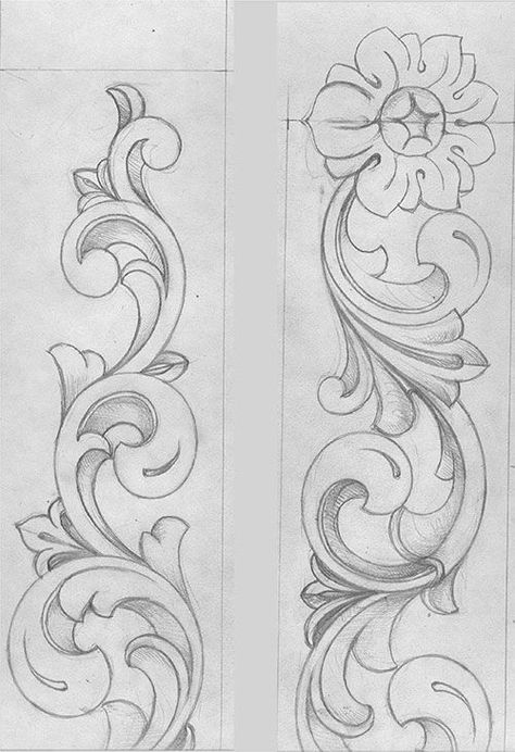 Filigree Outline, Art Sculpture En Bois, Ornament Drawing, Leather Tooling Patterns, Tooling Patterns, Seni Dan Kraf, Wood Carving Designs, Wood Carving Patterns, Leather Carving