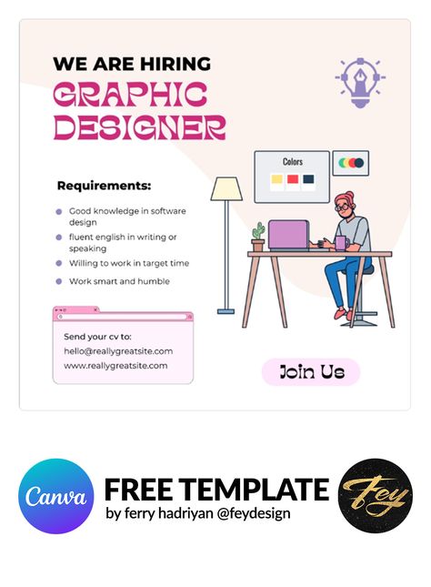 We are Hiring Graphic Designer Job Square Canva Free Template Job Posting Design, We Are Hiring Graphic Designer, Hiring Graphic Designer, Graphic Designer Instagram, Hiring Graphic, Designer Job, Receptionist Jobs, Graphic Design Jobs, Graphic Designer Job