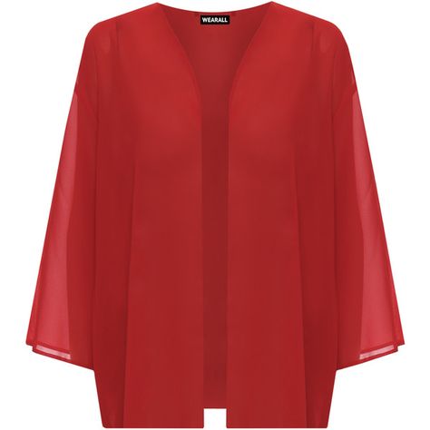 WearAll Plus Size Sheer Kimono Cardigan Top ($22) ❤ liked on Polyvore featuring red, sheer slip, plus size slip and red slip Chiffon Kimono Cardigan, Shrug Top, Kimono Shrug, Open Kimono, Sleeve Shrug, Chiffon Cardigan, Sheer Kimono, Chiffon Kimono, Summer Kimono