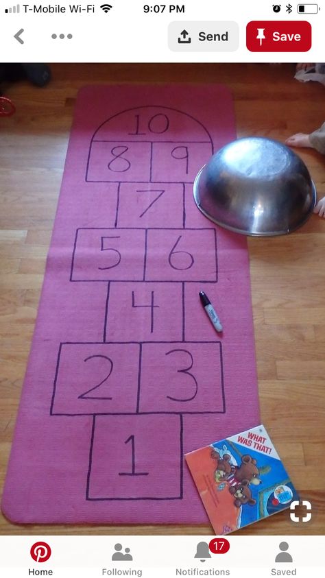 Indoor Hopscotch, Reflection Activity, Preschool Yoga, Monkeys Jumping On The Bed, Summer Camp Art, Recycling For Kids, Jumping On The Bed, Diy Yard Games, Gross Motor Activity