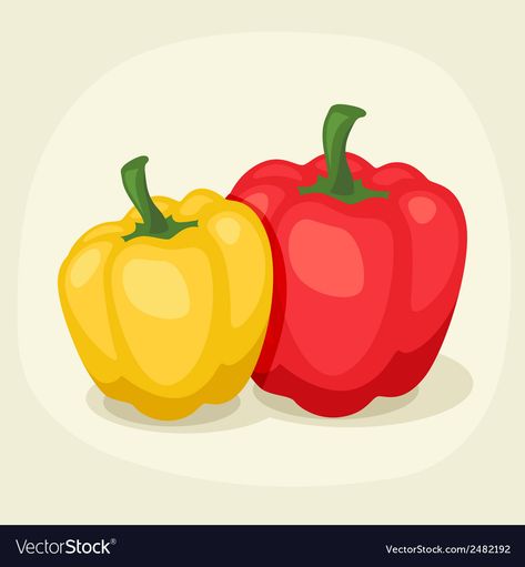 Bell Pepper Illustration, Paprika Illustration, Bell Pepper Drawing, Peppers Drawing, Peppers Illustration, Aba Materials, Eco School, Concept Map, Flash Card