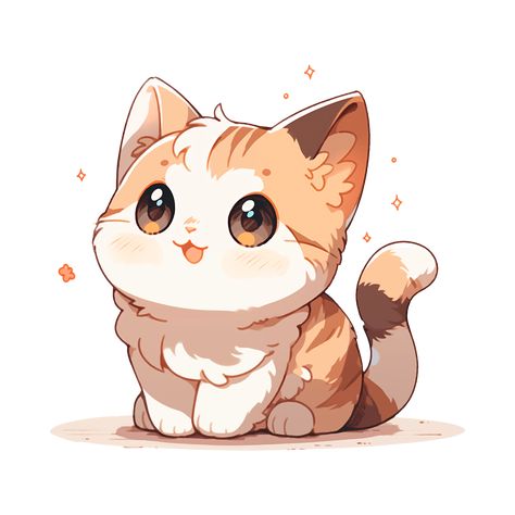 Cute Kawaii Happy Cat Excited Kitten Sticker Cute Cats And Kittens Drawing, Cute Cat Drawings Kawaii, Kawaii Kitty Drawing, Cute Cats Cartoon Kawaii, Happy Cat Drawing, Kawaii Art Cat, Cat Cute Anime, Cute Cat Art Kawaii, Cute Kitten Cartoon