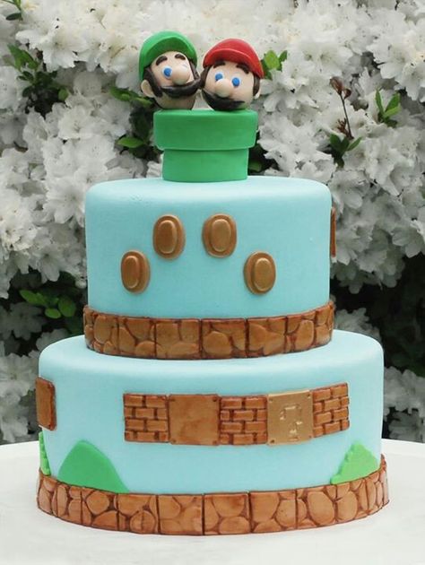 Cakes Mario Party Theme, Luigi Cake, Children Cake, Special Event Cakes, Cake Form, Treats And Sweets, Cake Decoration Ideas, Cakes And Pastries, Fun Cakes