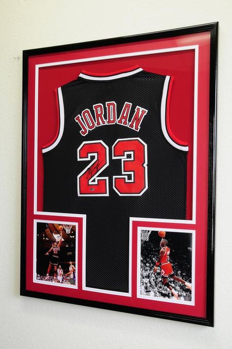 Frame Jersey Ideas, Jersey Display Case, Jersey Display, Photo Cutout, Hardwood Doors, Framed Jersey, Frame Matting, Small Photos, Frame Display