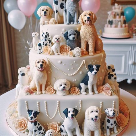 Dog Lover Cake, Airbrushed Cakes, 26 Birthday Cake, Diy Cakes, Fondant Cake Designs, Creative Cake Decorating, Cake Photo, Animal Cakes, Dog Cakes