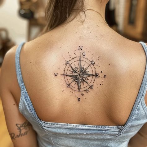 Meaning Of Compass Tatttoo – Flash Your Tat North Star Tattoos For Women, Feminine Compass Tattoo Design, Compass Tattoo Feminine, Compass Thigh Tattoo, Vintage Compass Tattoo, Feminine Compass Tattoo, Geometric Compass Tattoo, North Star Tattoos, Geometric Compass